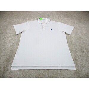 B Draddy Polo Shirt Mens Large L Sport White Performance Stretch Preppy Golf